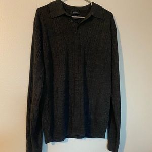 Men’s Dockers Cable Knit Golf/Polo Long Sleeve Shirt, Stone Grey, Large Size